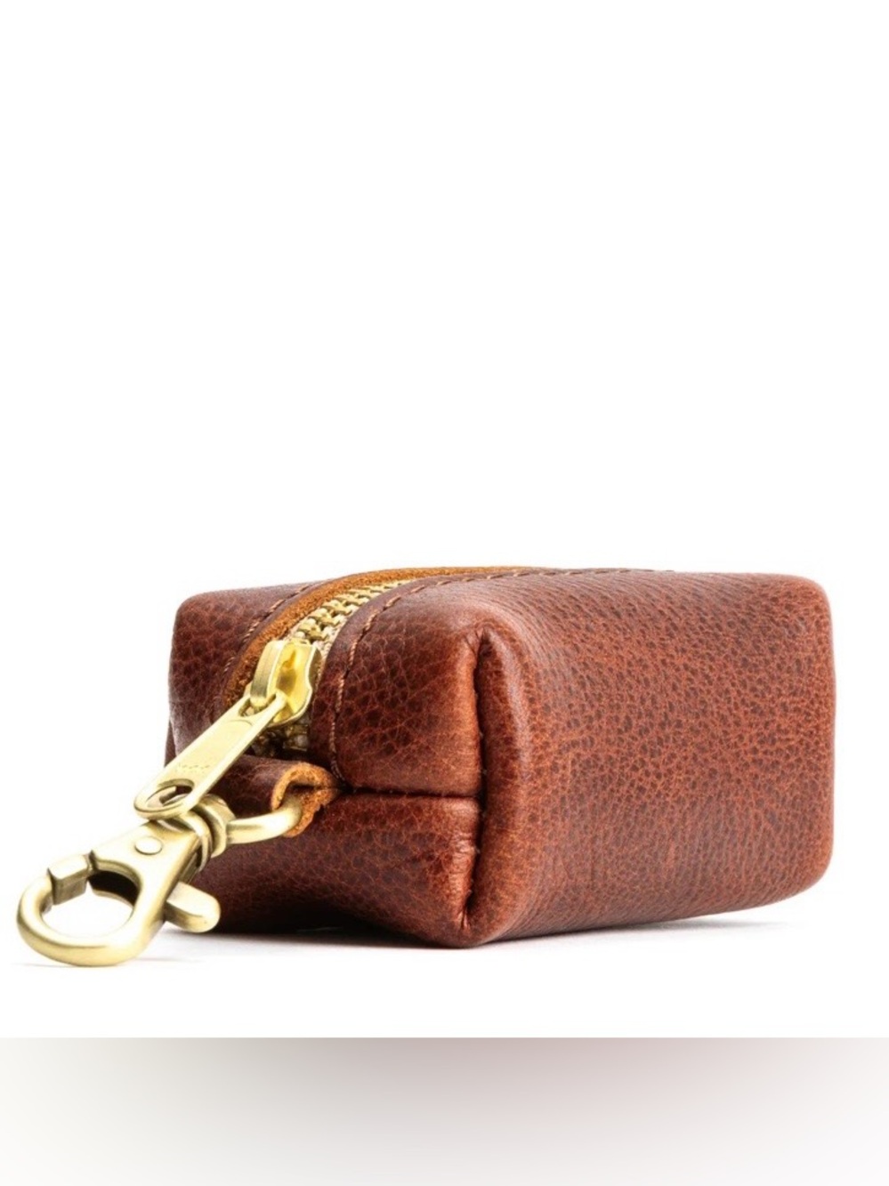 Portland leather Dopp Brown Leather Zip Pouch key chain in nutmeg